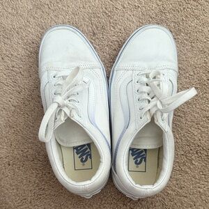 Vans White and Blue Lace-Up Sneakers